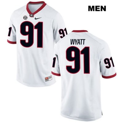 Men's Georgia Bulldogs NCAA #91 Kolby Wyatt Nike Stitched White Authentic College Football Jersey QMU7454CC
